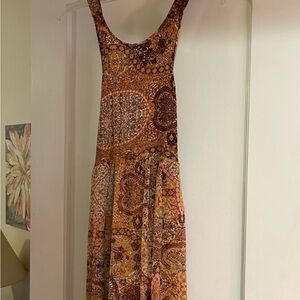 Orange Brown Paisley Maxi Sundress